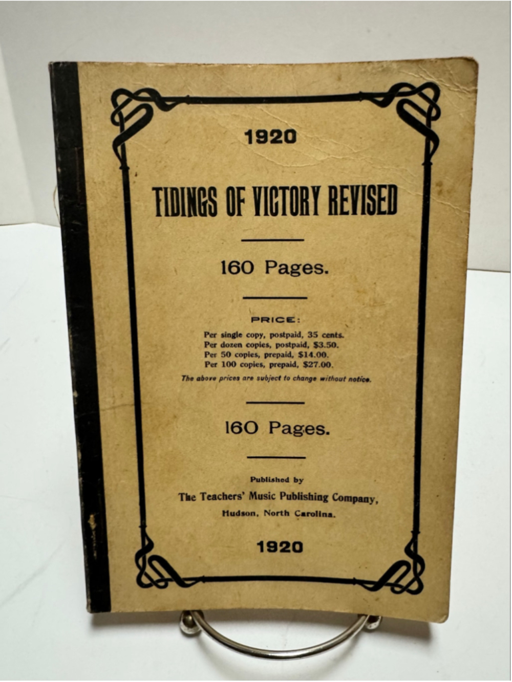 Vintage 1920 Tidings of Victory Revised Music Book Paperback - Rare